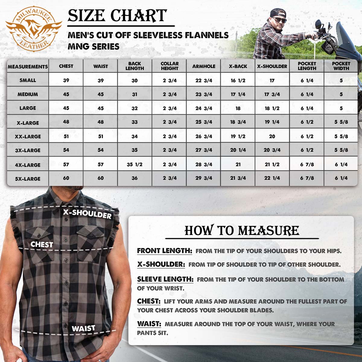 Milwaukee Leather MNG11694 Men’s Classic Black and White Button-Down Flannel Cut Off Frayed Sleeveless Casual Shirt