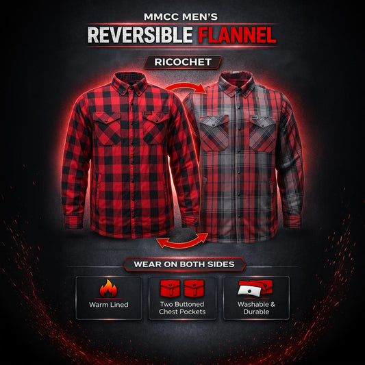 MMCC Men's Ricochet Reversible Flannel Shirt - 100% Cotton Snap Front Plaid w/ Chest and Hand Pockets - MNG11803