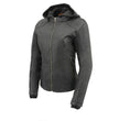 Milwaukee Leather MPL2745 Women's Black Zipper Front Jacket with Full Sleeve Removable Hoodie