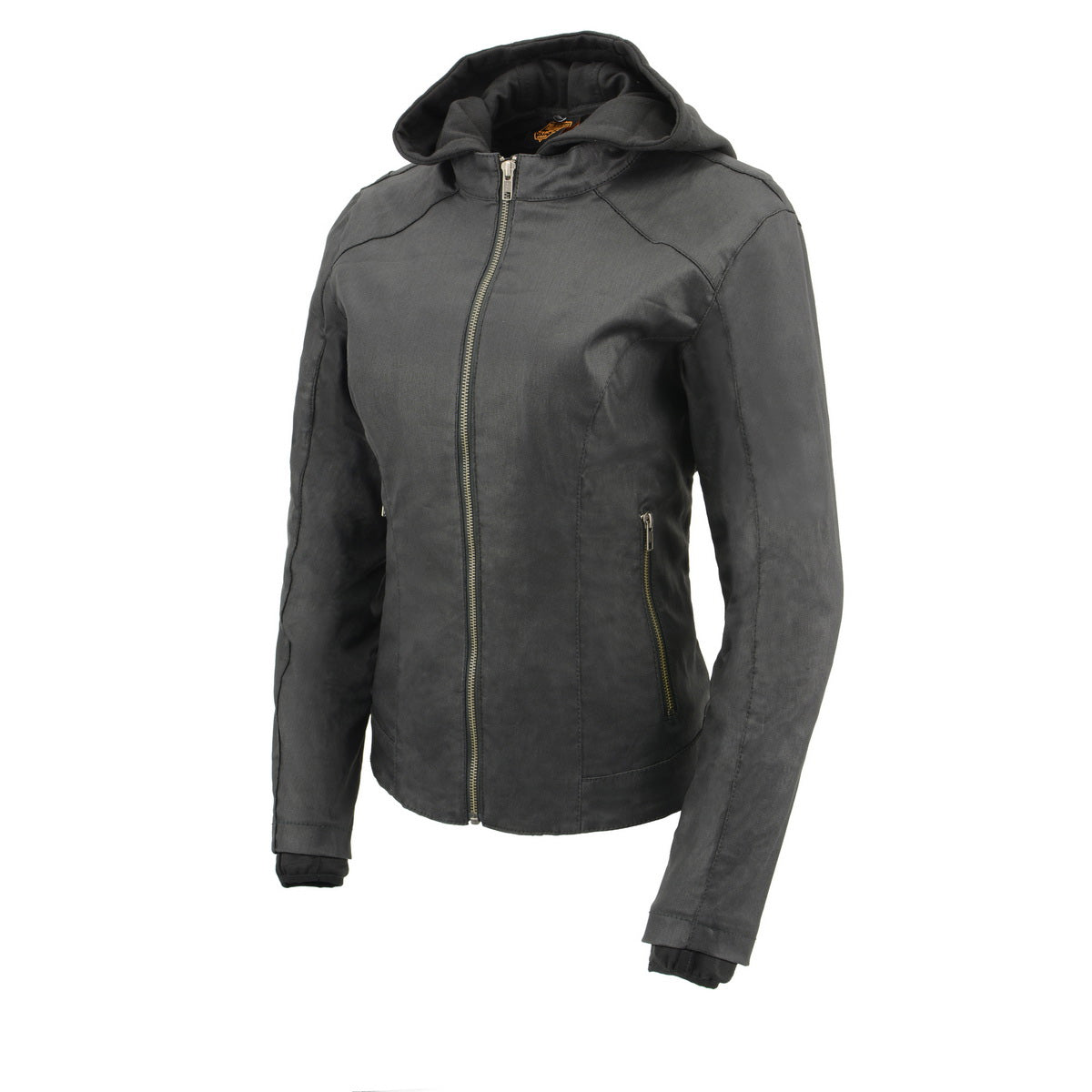Milwaukee Leather MPL2745 Women's Black Zipper Front Jacket with Full Sleeve Removable Hoodie