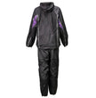 Milwaukee Leather MPL9601 Women's Black and Purple Water Resistant Rain Suit w/ Reflective Material and Hoodie