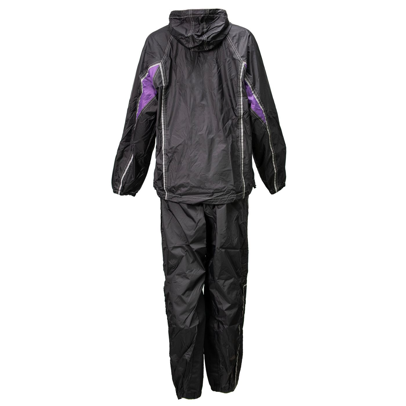 Milwaukee Leather MPL9607 Women's Black and Purple Water Resistant Rain Suit w/ Reflective Material and Hoodie