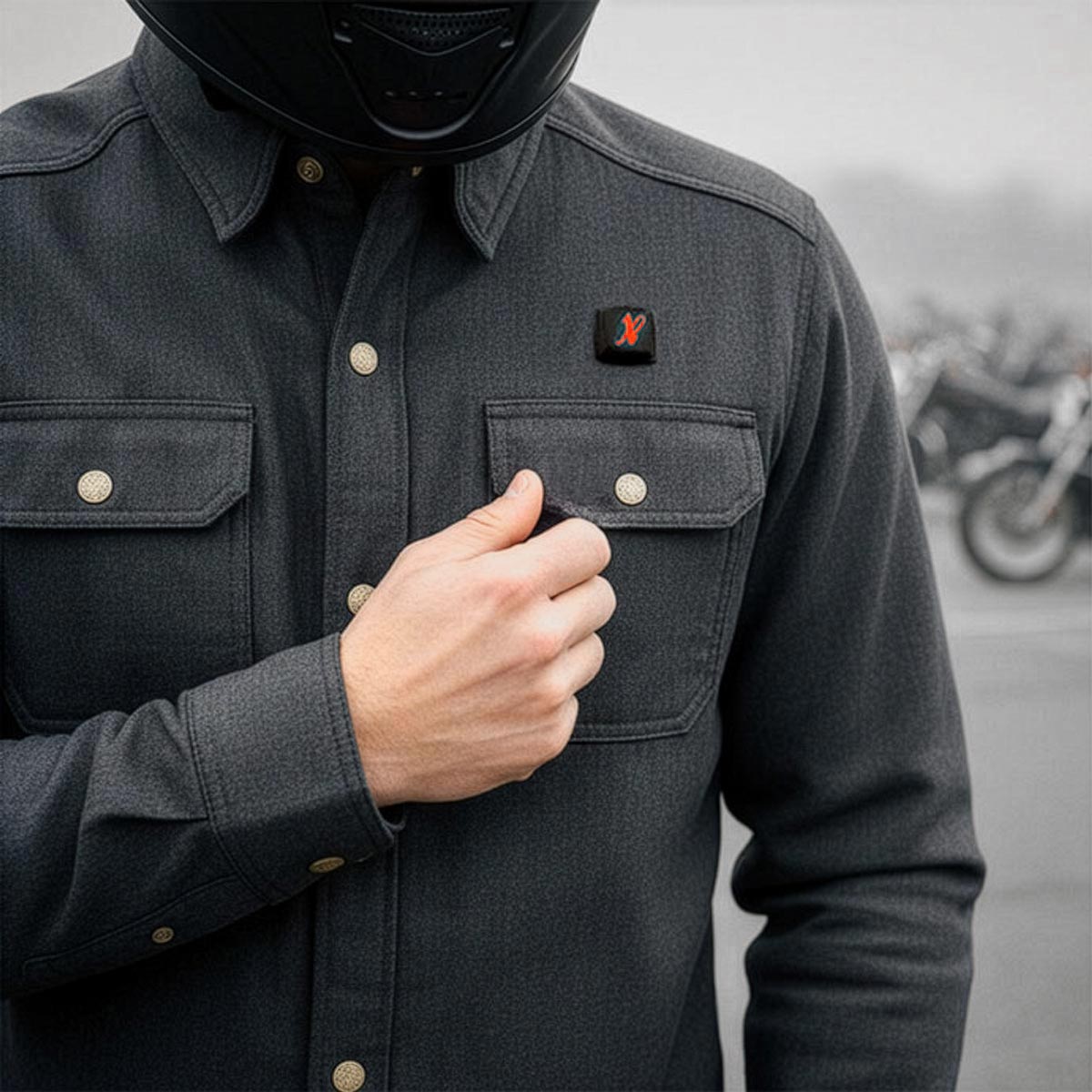 Nexgen Heat NXM1715SET Men's Scorcher Grey Heated Cotton Denim Jacket Shirt for Outdoor Activities