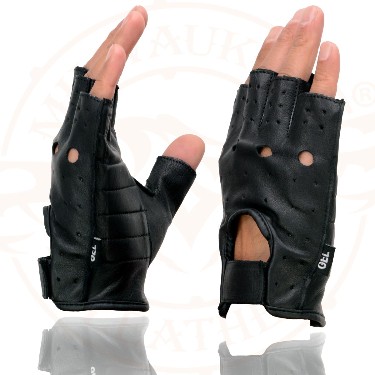 Milwaukee Leather SH195 Men's Black Leather Perforated Gel Padded