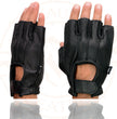 Milwaukee Leather SH206 Men's Black Leather Gel Padded Palm Fingerless Motorcycle Hand Gloves W/ ‘Welted’ Design