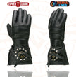 Milwaukee Leather Men's Gauntlet Motorcycle Hand Gloves-Black Leather Thermal Lined with Conchos on Cuff- SH238