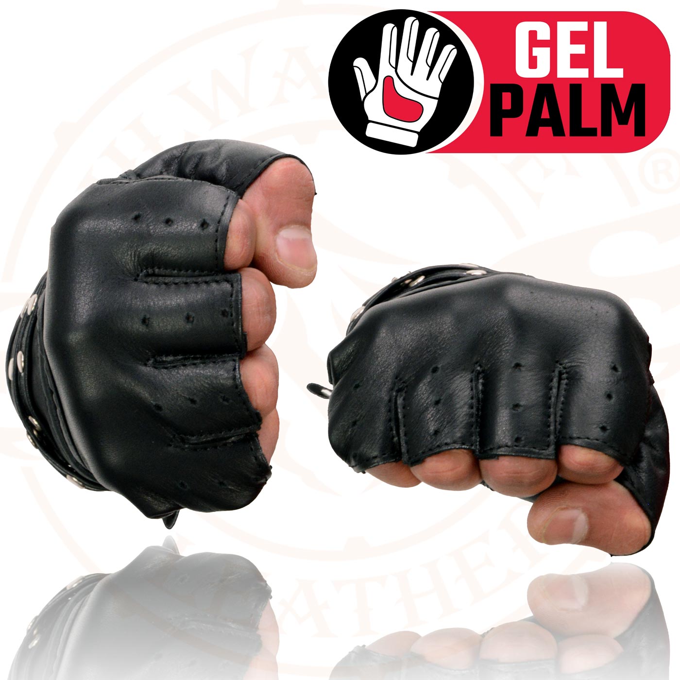 Milwaukee Leather SH461 Women's Black Leather Gel Palm Fingerless Motorcycle Hand Gloves W/ Stylish ‘Wrist Detailing’