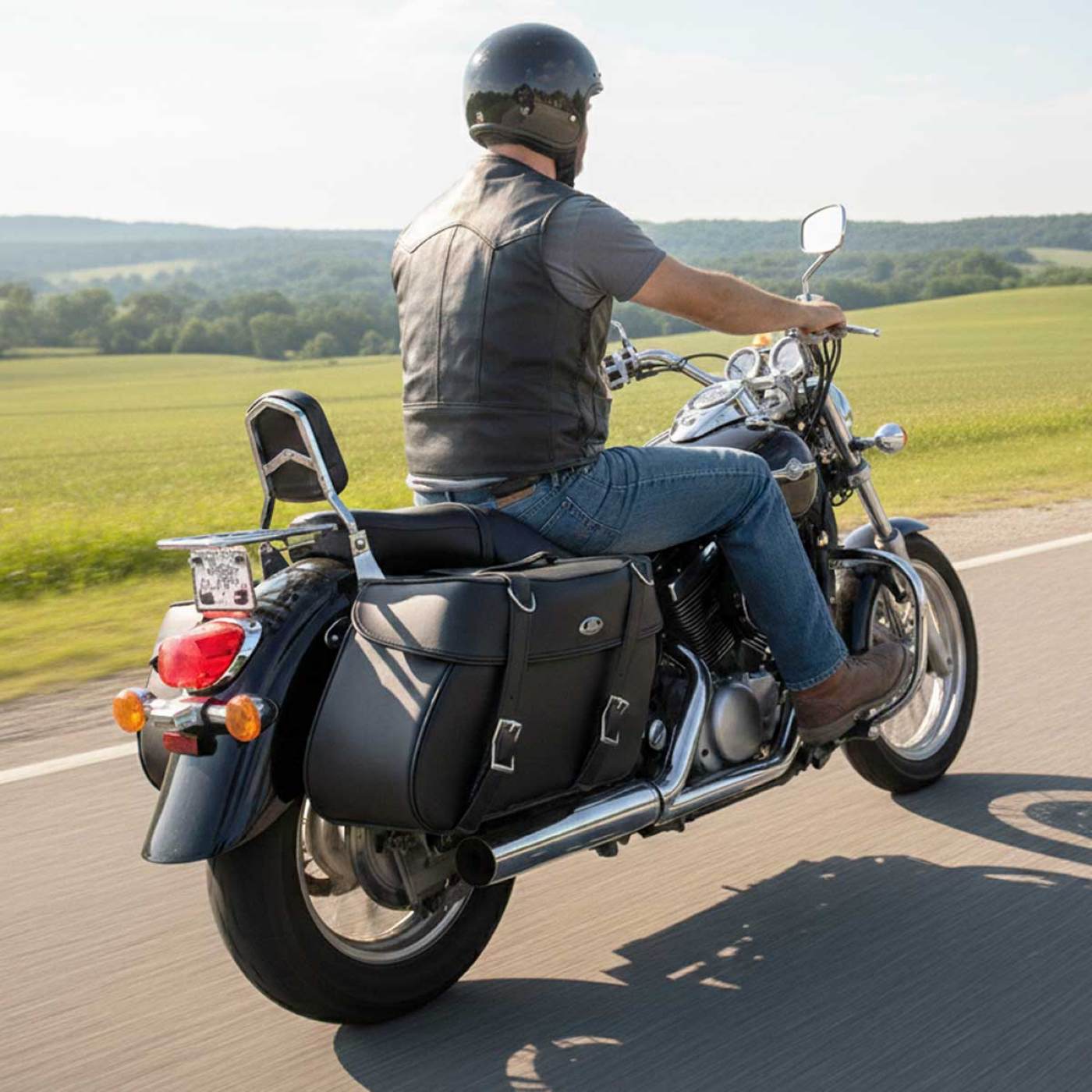 Milwaukee Leather SH57401ZB Black Large Zip-Off PVC Throw Over Motorcycle Saddlebags