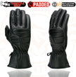 Milwaukee Leather SH607 Men's Black Leather Gauntlet Padded Back Racing Motorcycle Hand Gloves W/ Reflective Piping.