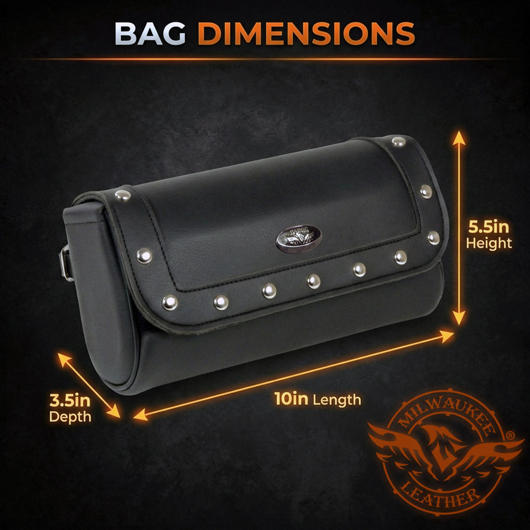 Milwaukee Leather SH614 Black PVC Large Riveted Motorcycle Tool Bag
