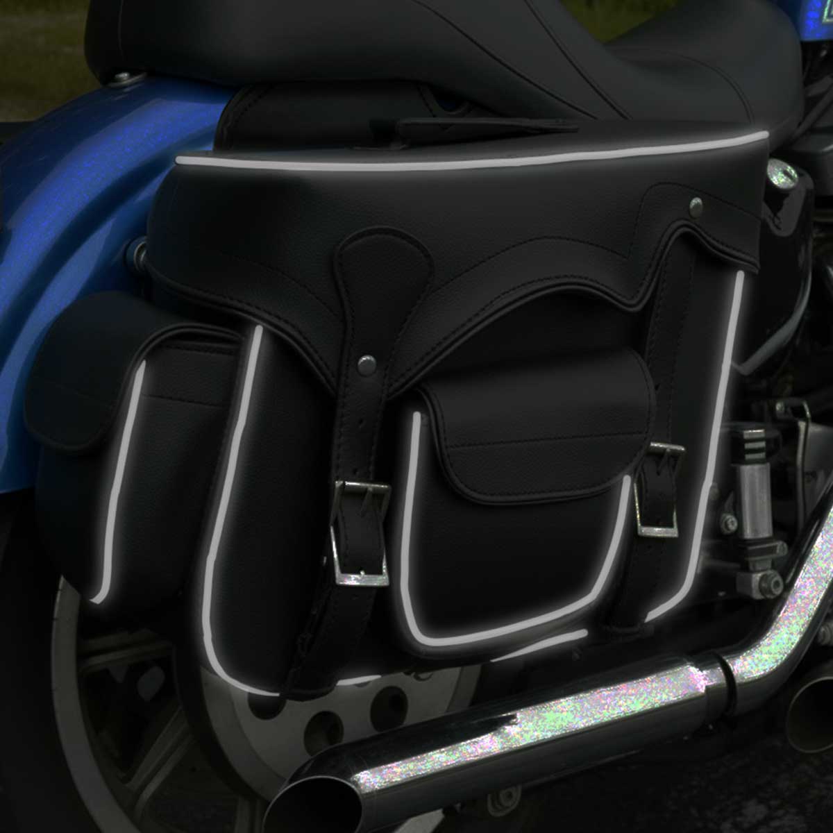 Milwaukee Leather SH66602 Zip-Off Double Pocket PVC Throw Over Motorcycle Saddlebags