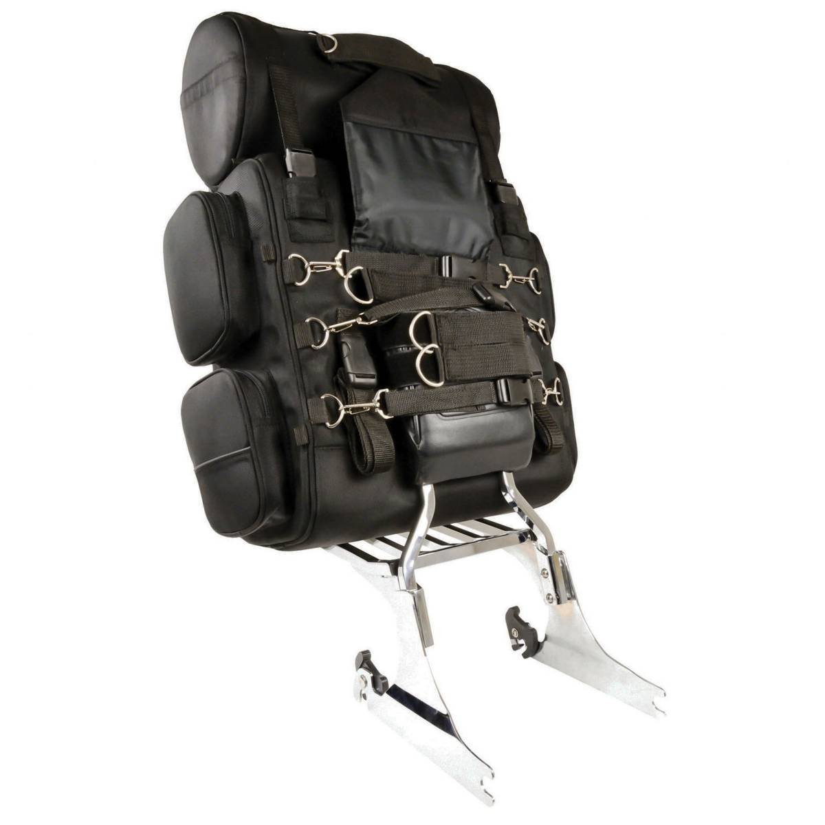 Milwaukee Leather SH680 Large Black Textile Motorcycle Sissy Bar