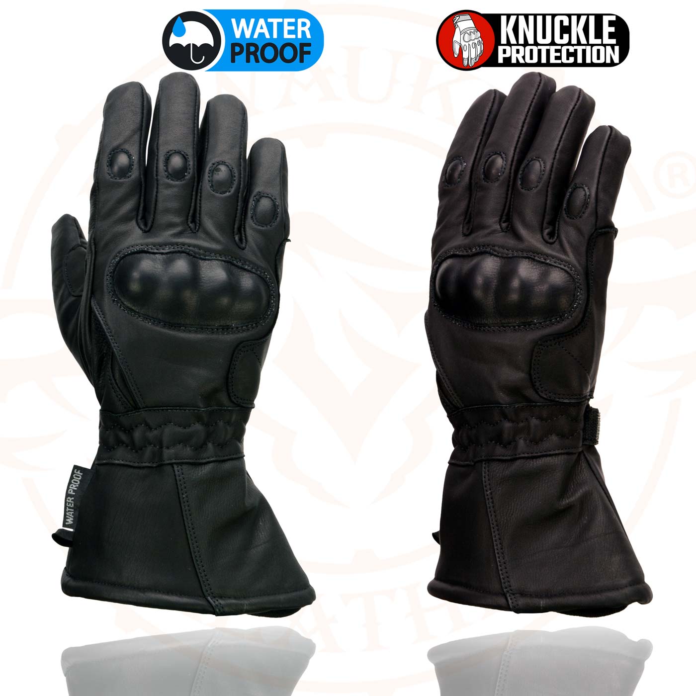 Milwaukee Leather SH815 Men's Black Leather Waterproof Gauntlet