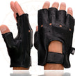Milwaukee Leather SH851 Men's USA Deer Skin Leather Black Gel Padded Palm Fingerless Motorcycle Riders Gloves