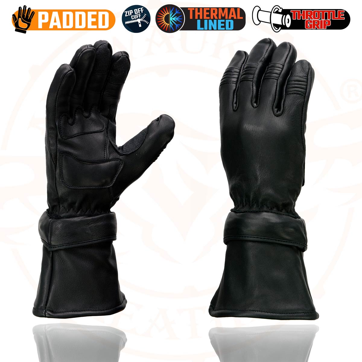 Milwaukee Leather SH852 Men's Black Deerskin Leather Gauntlet Motorcycle Thermal Lined Gloves