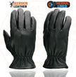 Milwaukee Leather SH858 Men's Thermal Lined USA Deerskin Black Leather Motorcycle Gloves w/ Cinch Wrist Closure