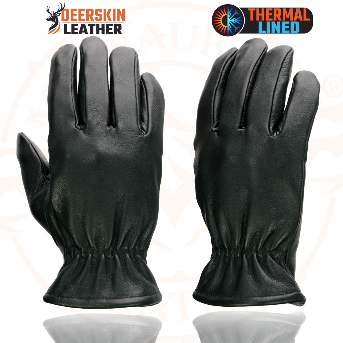 Milwaukee Leather SH858 Men's Black Thermal Lined Deerskin Motorcycle Hand Gloves W/ Sinch Wrist Closure