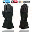 Milwaukee Leather Men's Black Soft Leather Gauntlet Motorcycle Hand Gloves-Waterproof Gel Palm Reflective Piping SH873