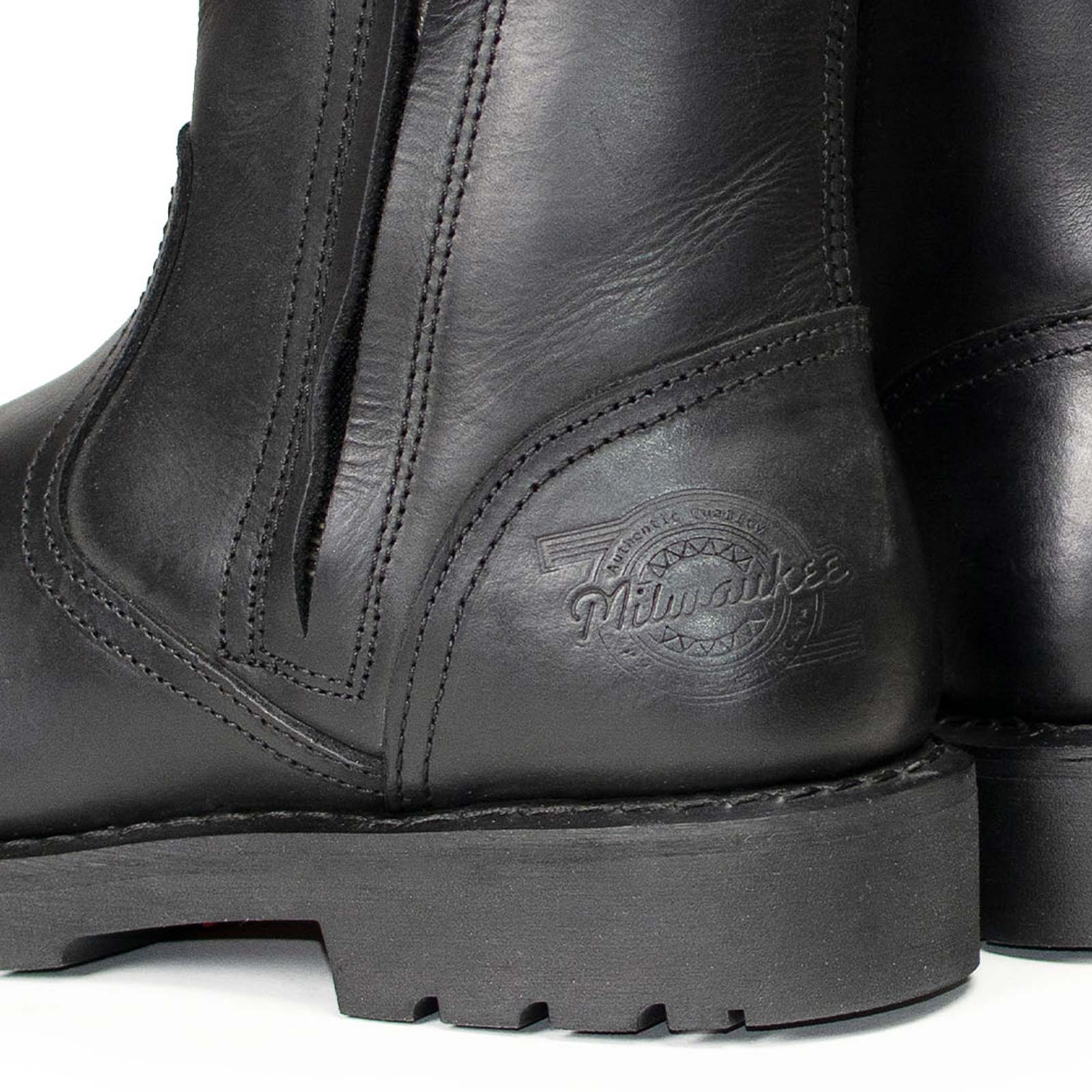 MMCC Men’s Kick Start 7” Black Top Grain Leather Motorcycle Boots - Dual YKK Zippers, Freedom Flex Toe - MBM9009