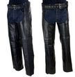 Milwaukee Leather LKM5723 Classic Black Leather Unisex Motorcycle Riding Biker Chaps for Men and Women