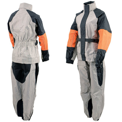 NexGen SH221701 Ladies Orange and Silver Oxford Water Resistant Rainsuit