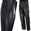 Milwaukee Leather LKM5727 Men's Black Premium Leather Motorcycle Rider Protective Over Pants w/ Side Zipper Entry