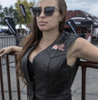 Event Leather ELL4900 Women’s 'Love to Ride' Black Leather Motorcycle Patched Embroidered Vests with Side Laces