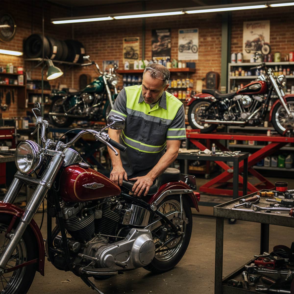 Milwaukee Motorcycle Clothing Co. Men’s Safeway Green/Grey Mechanic Rider Ready Shirt w/ Reflective Strip MDM11615