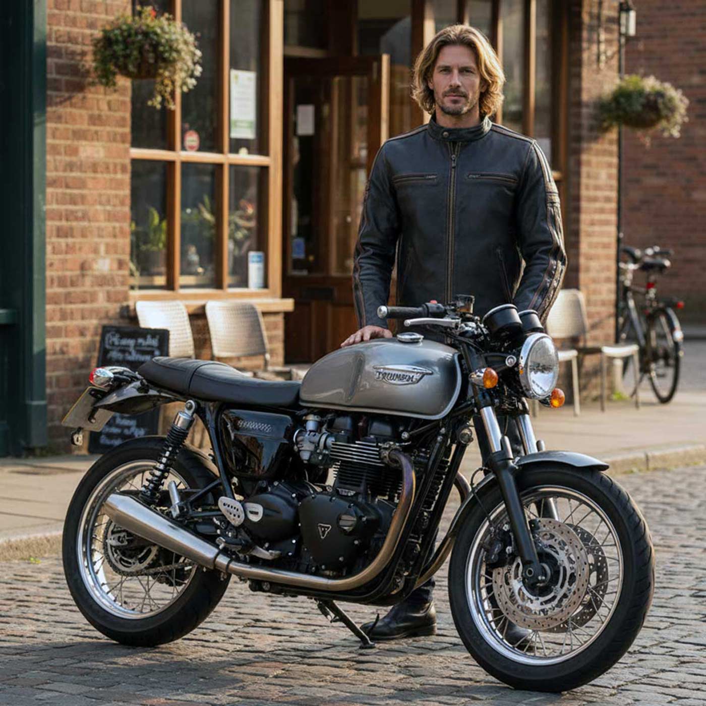 Milwaukee Leather Men's Copperline Black Leather Moto Café Racer