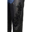 Milwaukee Leather Women's Leather Motorcycle Chaps w/ Embroidery Detail, Adjustable Fit Riding Gear - LKL16701