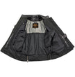 Milwaukee Leather LKL27005 Women's Scuba Style Black Leather Motorcycle Biker Jacket w/ Reflective Wings and Studs