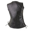 Milwaukee Leather LKL4710 Women's Black Premium Leather Motorcycle Biker Rider Vest w/ Snap Button Closure