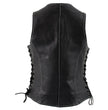 Milwaukee Leather LKL4711 Women's Black Premium Leather Motorcycle Vest with Side Lace Adjustment