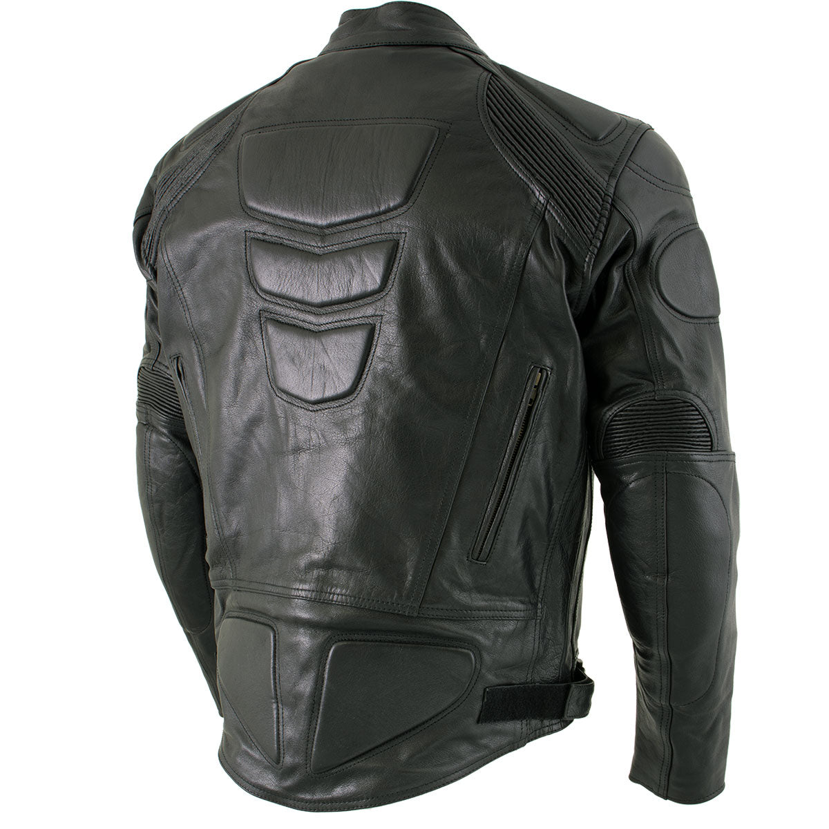 Milwaukee Leather LKM7005 Men's Premium Black Leather Racer Style Motorcycle Jacket with CE Armor