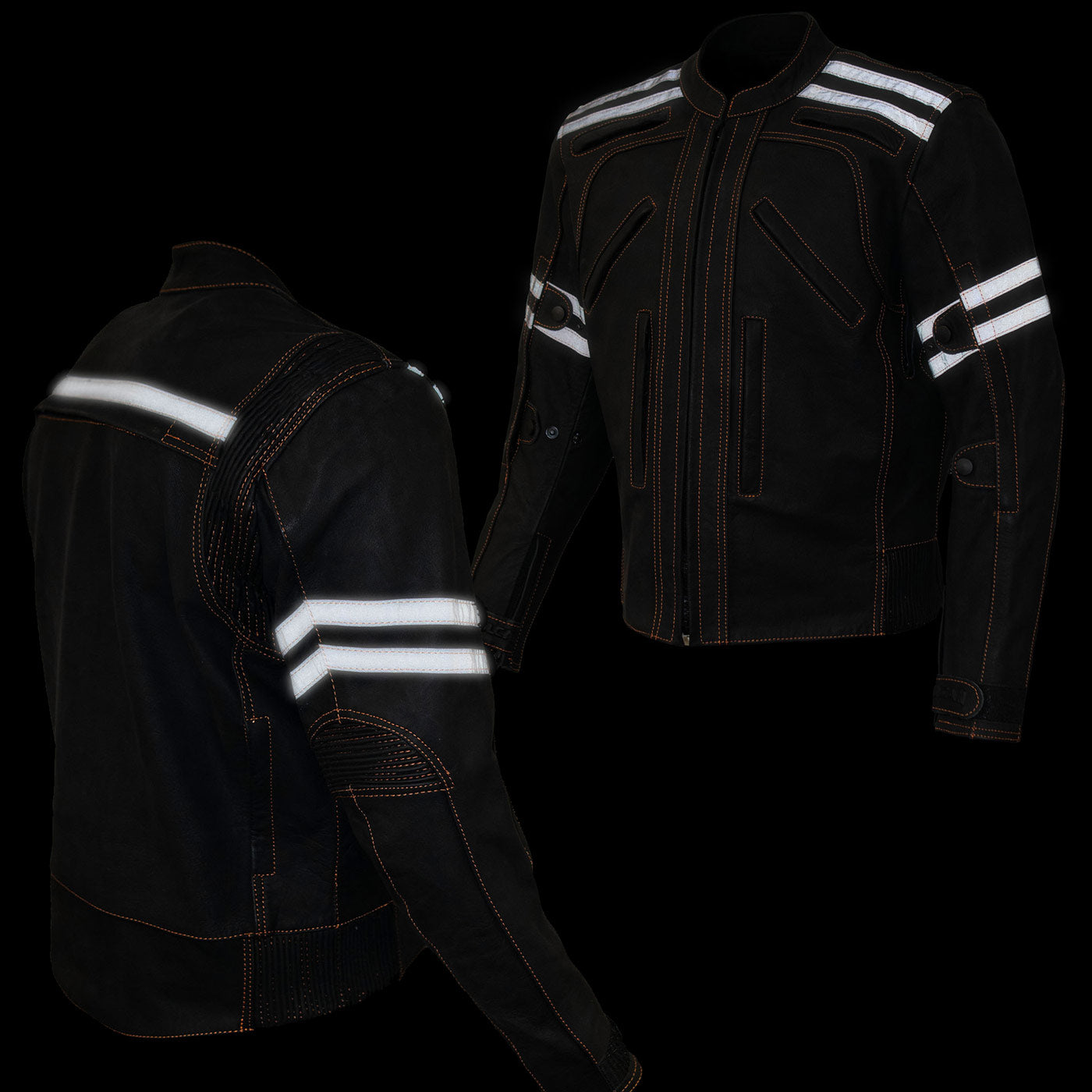 Milwaukee Leather Men's Matte Black Street CE Armored Motorcycle Vented Jacket - Reflective - LKM17012