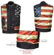 Milwaukee Leather LKM3782 Men's Classic Black Premium Leather Motorcycle Vest with USA Flag Liner