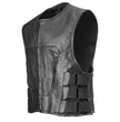 Milwaukee Leather LKM3786 Men's Swat Style Black Leather Motorcycle Riders Vest w/ Adjustable Side Velcro
