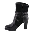 Milwaukee Leather MBL9433 Women's Black Triple Buckle Strap Fashion Riding Boots with Block Heel