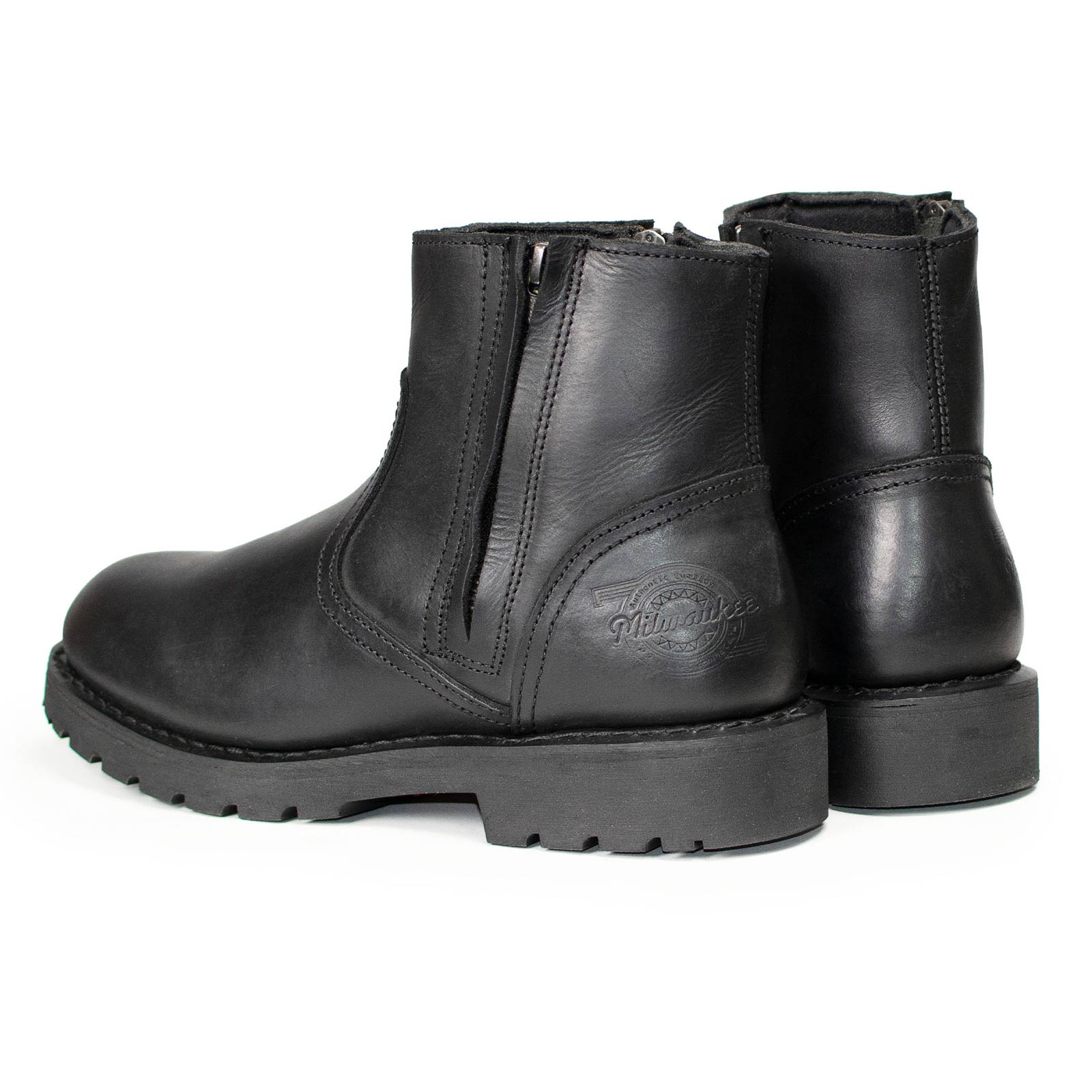 MMCC Men's Kick Start 7” Black Top Grain Leather Motorcycle Boots