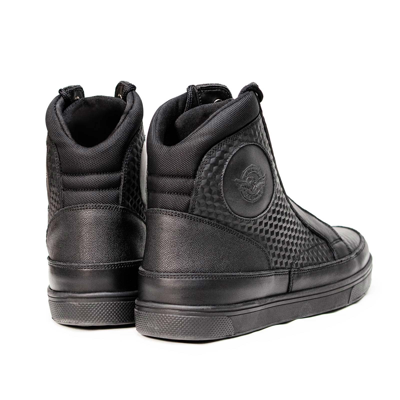 Milwaukee Leather Men's Black Leather Diamond Patterned Reinforced Street Biker Riding Shoes w/ Ankle Support - MBM9104