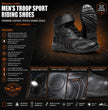 Milwaukee Leather Men's Troop Sport Black Waterproof Leather Motorcycle Racer Style Boots - MBM9185