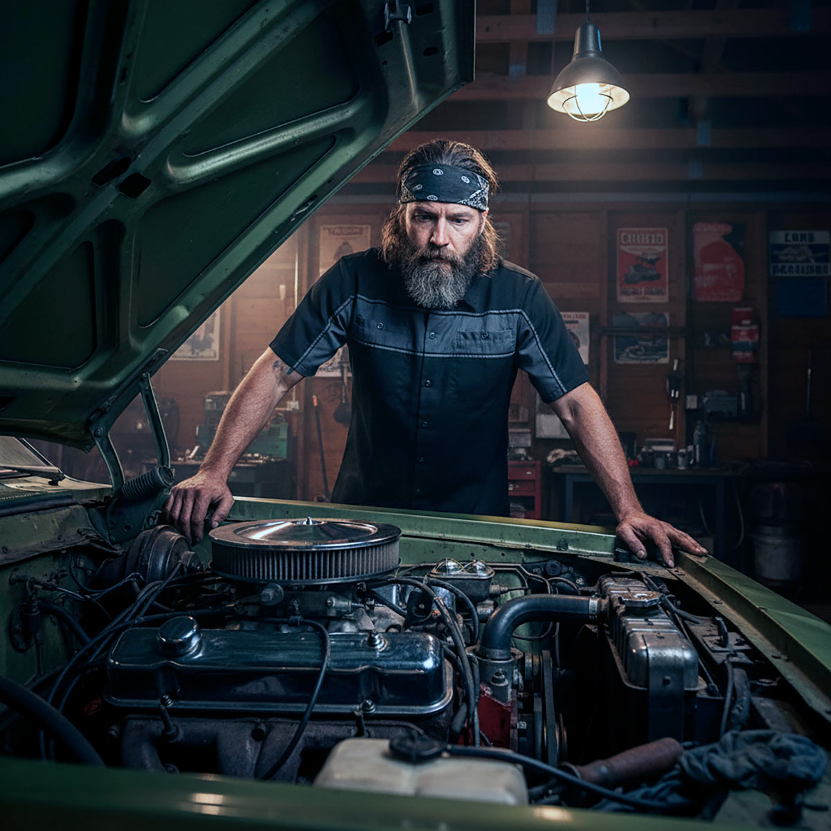 Milwaukee Leather MDM11672.01 Men's Black and Grey Button Up Heavy-Duty Work Shirt | Classic Mechanic Work Shirt