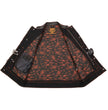 Milwaukee Leather MDM3037 Men’s Wrecker Club Vest – Black Denim & Leather, Diamond Quilt, Orange Stitch