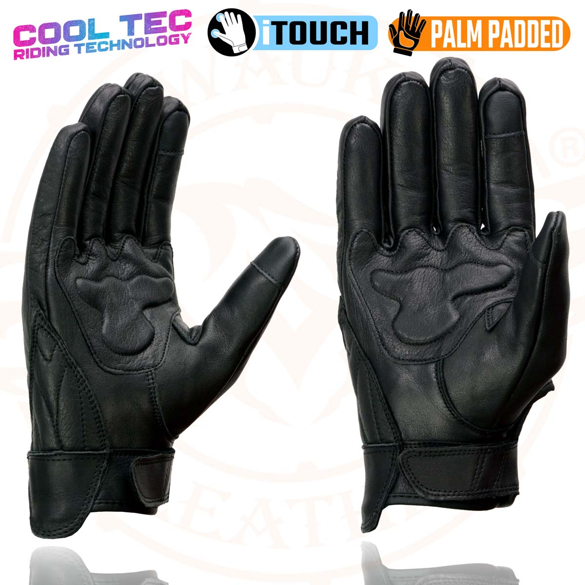 Milwaukee Leather MG7502 Men's Black Leather Gel Palm Motorcycle
