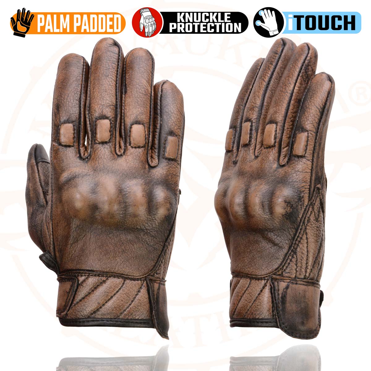 Milwaukee Leather MG7514 Men's Brown Leather with Gel Palm