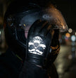 Milwaukee Leather Men's Black Leather ‘Reflective Skull’ Motorcycle Hand Gloves W/Gel Padded Palm MG7570