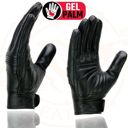 Milwaukee Leather MG7735 Women's Black Leather Gel Palm Motorcycle Hand Gloves W/ Flex Knuckles