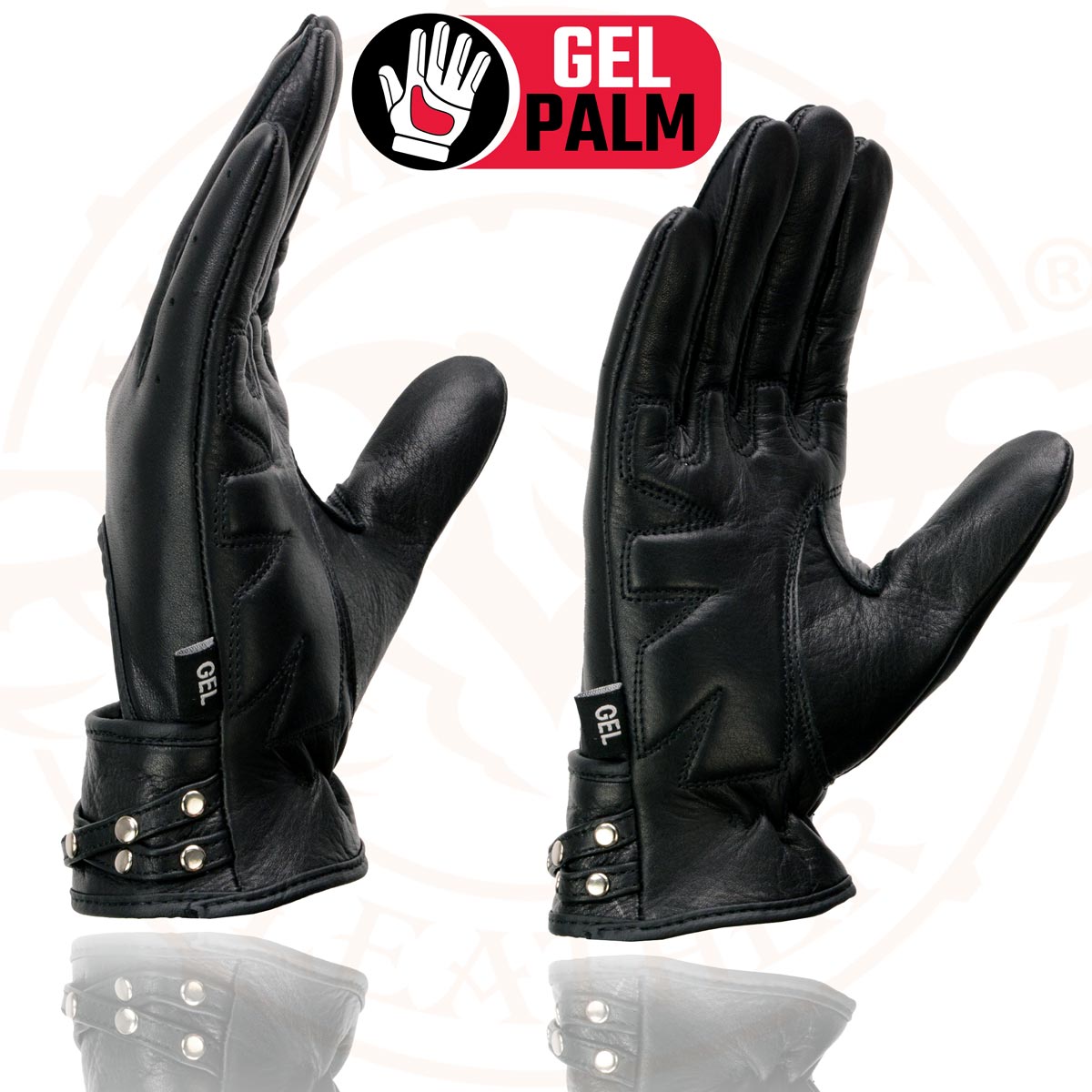 Milwaukee Leather MG7765 Women's Black Leather Gel Palm Open Wrist Motorcycle Hand Gloves W/ Stylish ‘Wrist Detailing’