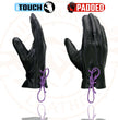 Milwaukee Leather MG7771 Women's Black/ Purple ’I - Touchscreen Compatible’ Laced Wrist Motorcycle Hand Gloves W/ Gel Palm