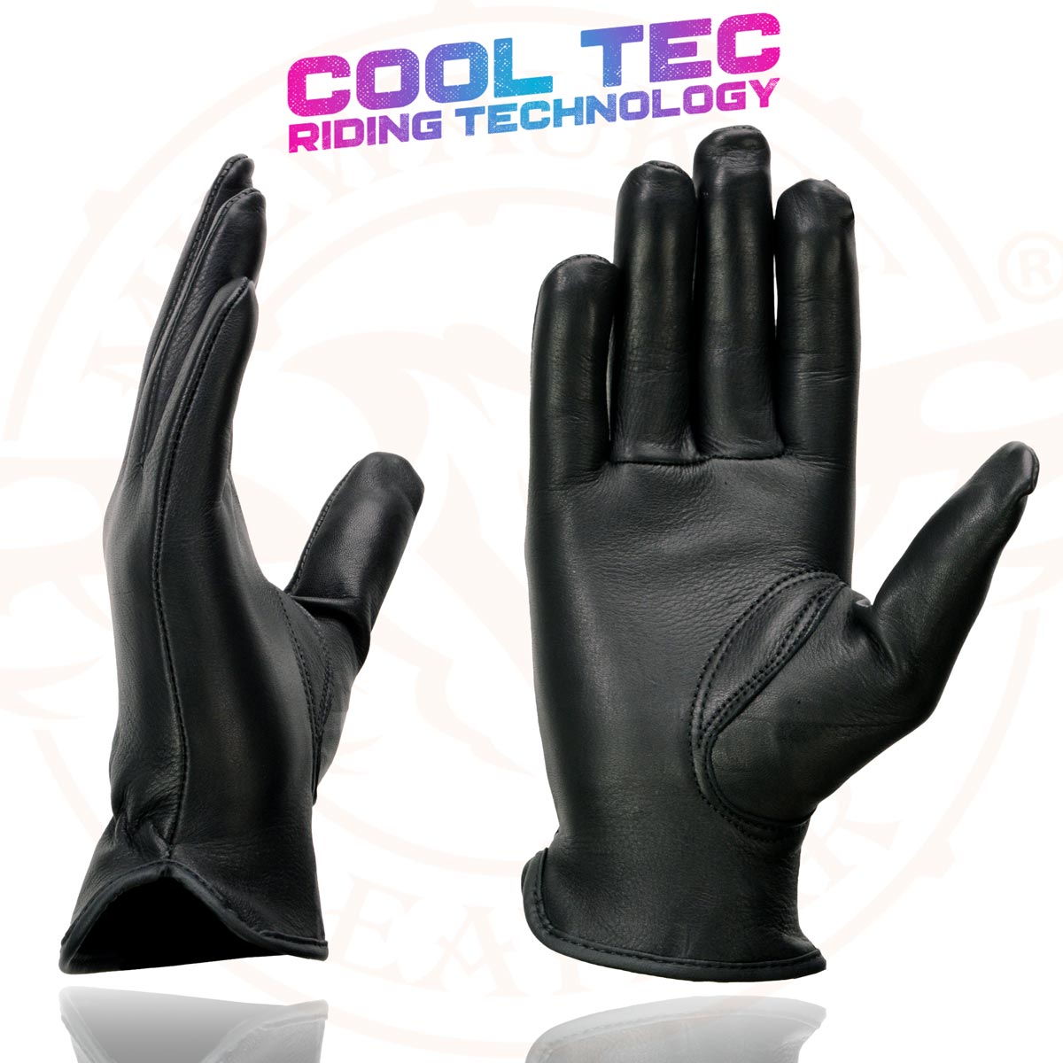 Milwaukee Leather MG7797 Women's Black ‘Cool-Tec’ Leather Motorcycle Rider Unlined Gloves W/ Sinch Wrist Closure